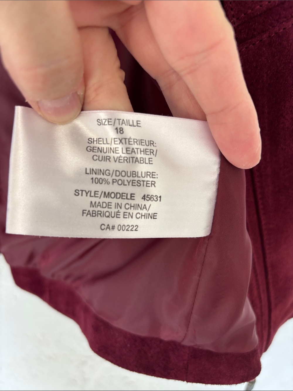 Women's Burgundy Suede Zip-Front Jacket - Picture 7 of 8